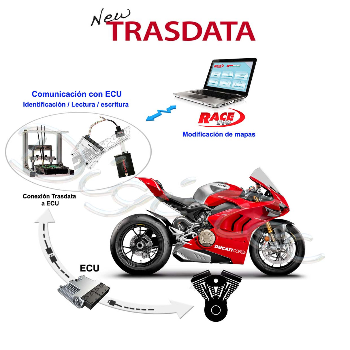 maquina para Reprogramaciones Ducati con New Trasdata de Dimsport