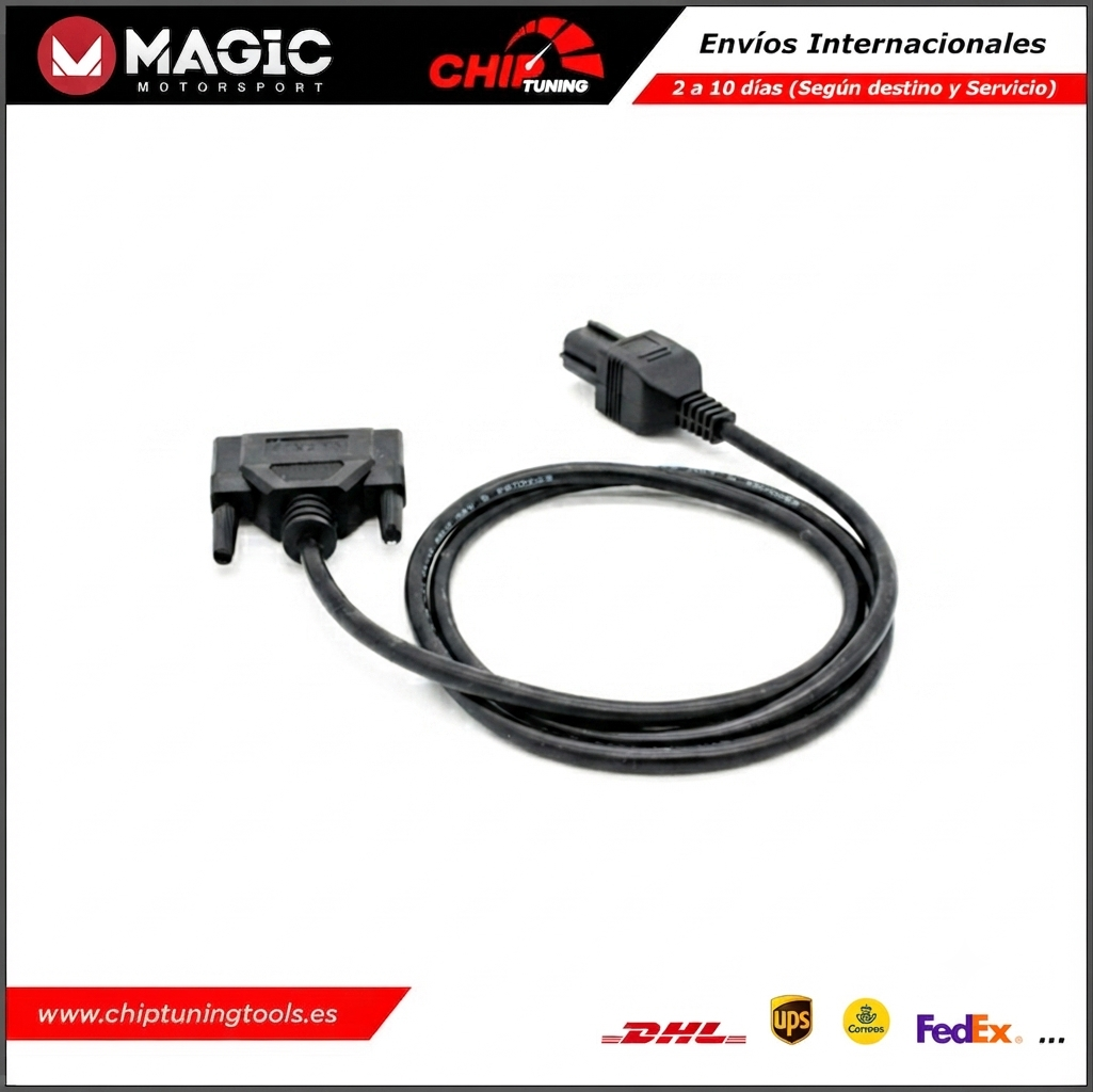 Cable de conexión de diagnóstico KUBOTA para programador FLEX con blindaje profesional.