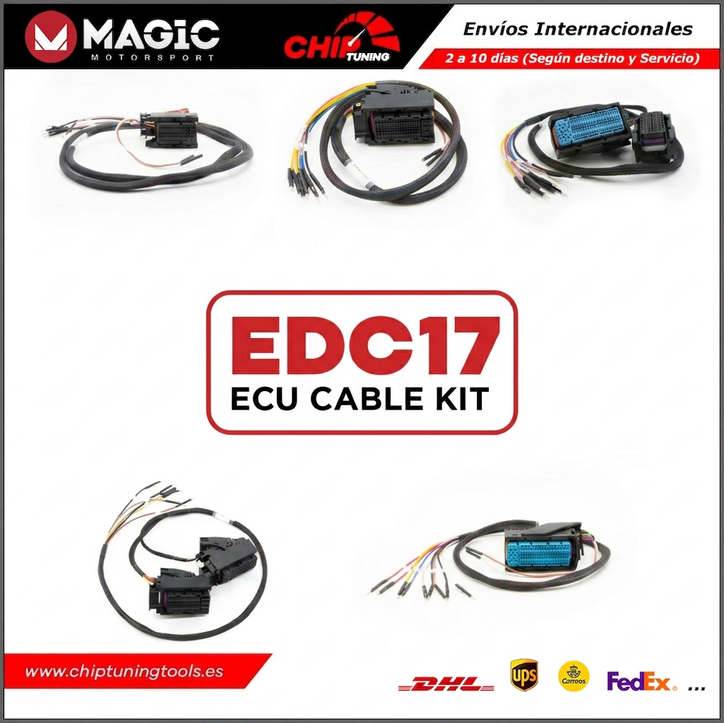 Juego de cables FLK11B listos para la transferencia de datos y clonación segura de una centralita MED17 con FLEX.