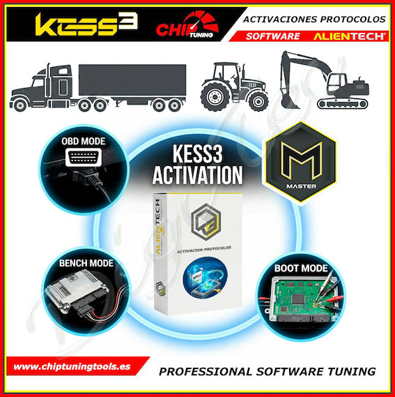 Activación de los protocolos Master OBD / BOOT / BENCH Camión & Tractor Kess3 Alientech - KESS3MA012