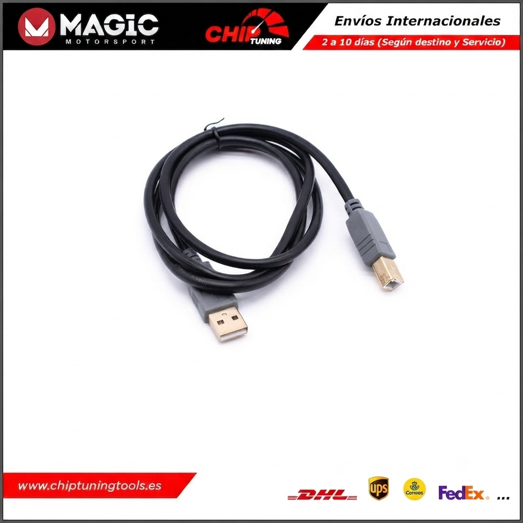 Detalle del conector USB AM-BM del cable oficial - FLX3.9