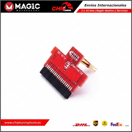 Detalle de los adaptadores inteligentes con iluminación LED integrada para programación de ECUs.