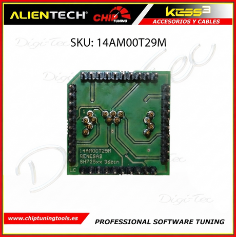 Adaptador Pull-out Renesas SH725xxx-36 14AM00T29M para la conexion y programacion en centralitas alientech.