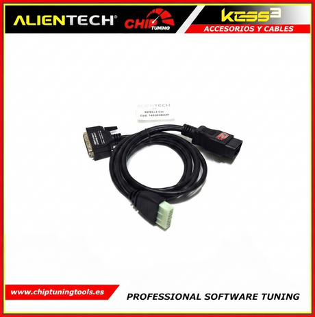 Cable de doble conector Mitsubishi 144300K239 para conexión y programación de centralitas.