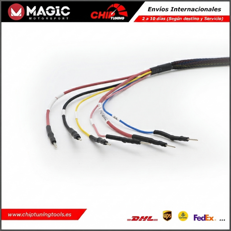 Cable FLX2.17 preparado para operaciones de diagnóstico en vehículos Mercedes-Benz.