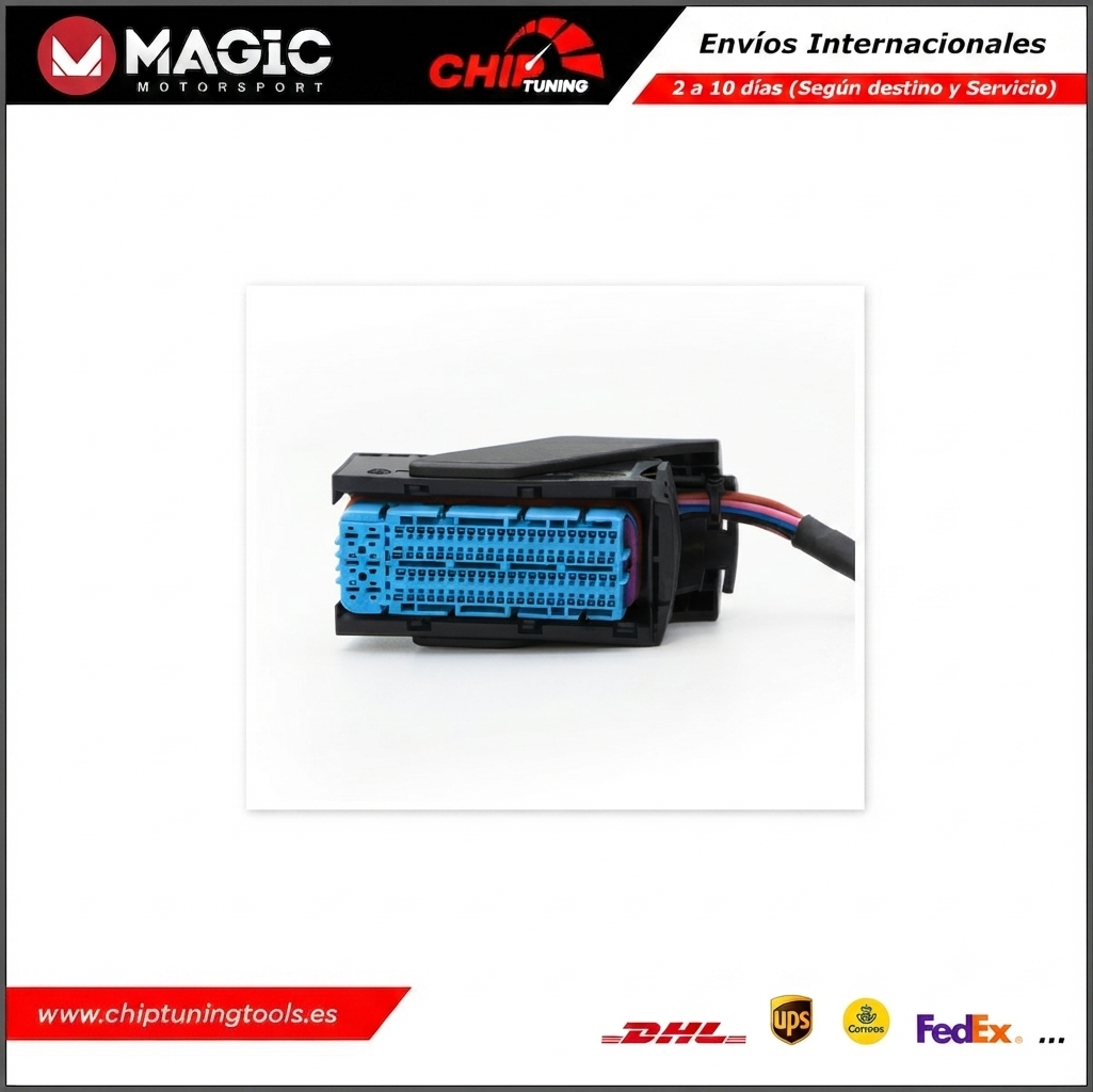 Cable FLX2.42 preparado para operaciones de programación en centralitas Simos PCR2.1.