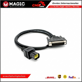 Cable FLX2.13 conectado para programación ECU en maquinaria agrícola.