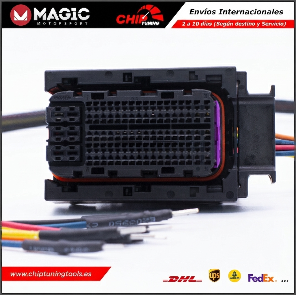 Detalle del conector específico para unidades de control Marelli MM10J.