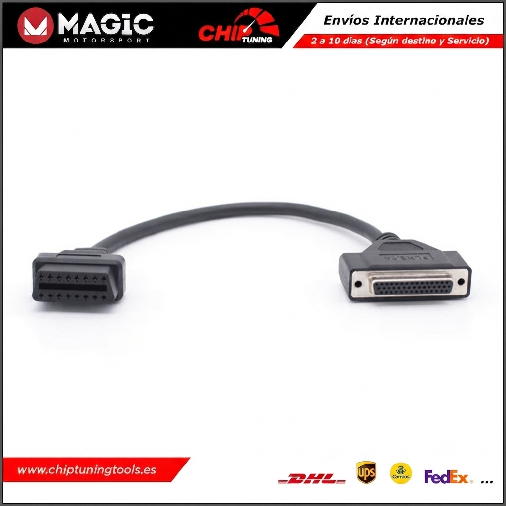 Cable FLX2.14 listo para habilitar funciones de programación OBD en la unidad de control.