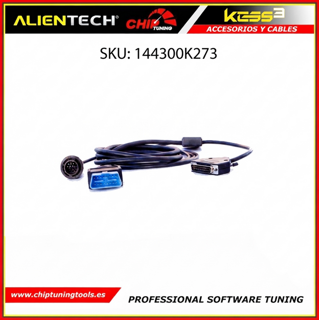 Cable OBD TEMIC 144300K273 para la conexión y programación en camiones y vehículos pesados Mercedes-Benz alientech.
