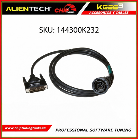 Cable redondo de 14 pines 144300K232 para la conexión y programación en maquinaria agrícola SAME Deutz-Fahr.