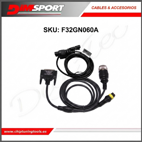Conector de diagnóstico de 19 pines Deutz Same con enchufe de alimentación de 3 pines Dimsport F32GN060A para herramientas New Genius y The-Genius (Master/Slave)