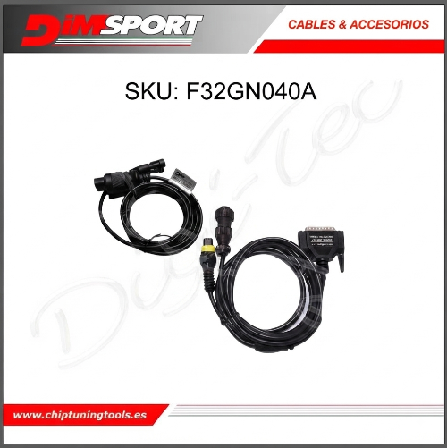 Conector de diagnóstico de 4 pines Fendt Massey Ferguson con enchufe de alimentación de 3 pines Dimsport F32GN040A para herramientas New Genius y The-Genius (Master/Slave)