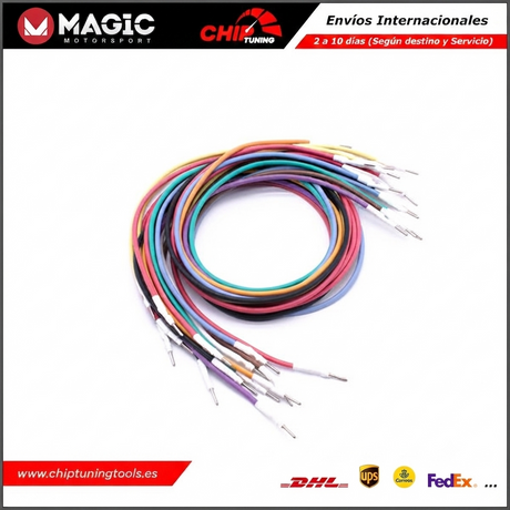 Detalle técnico de los cables de silicona flexibles FLK35 usados en chiptuning.