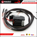 Detalle técnico de los conectores específicos del kit FLK11E para centralitas automotrices de gasolina y diésel.