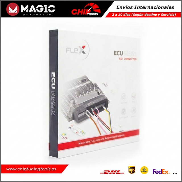 Kit original ECU Mask FLK09 de Magic Motorsport con plantillas de conexión para chiptuning.