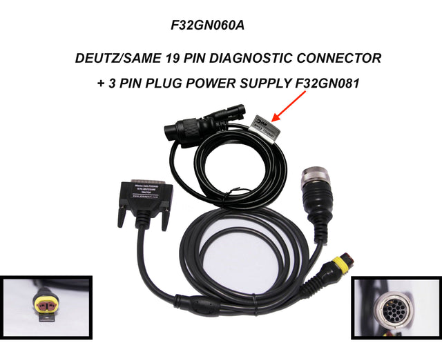 venta Conector de diagnóstico de 19 pines Deutz /Same + enchufe 3 pines alimentación F32GN060A